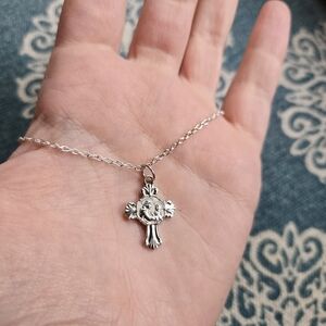 Vintage Silver Saint St Anthony Medal Medallion Necklace